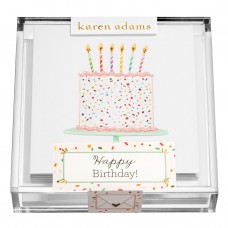 Gift Enclosure, Happy Birthday Cake in Acrylic Box, Karen Adams